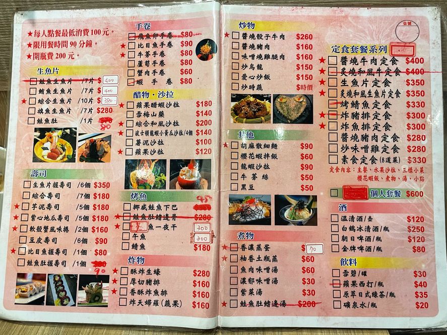 武藏亭日本料理菜單