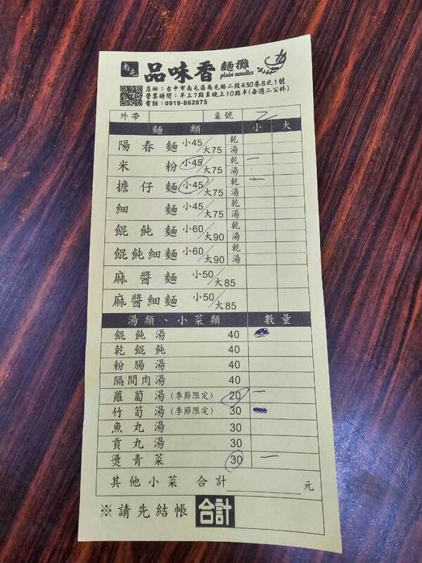 品味香菜單